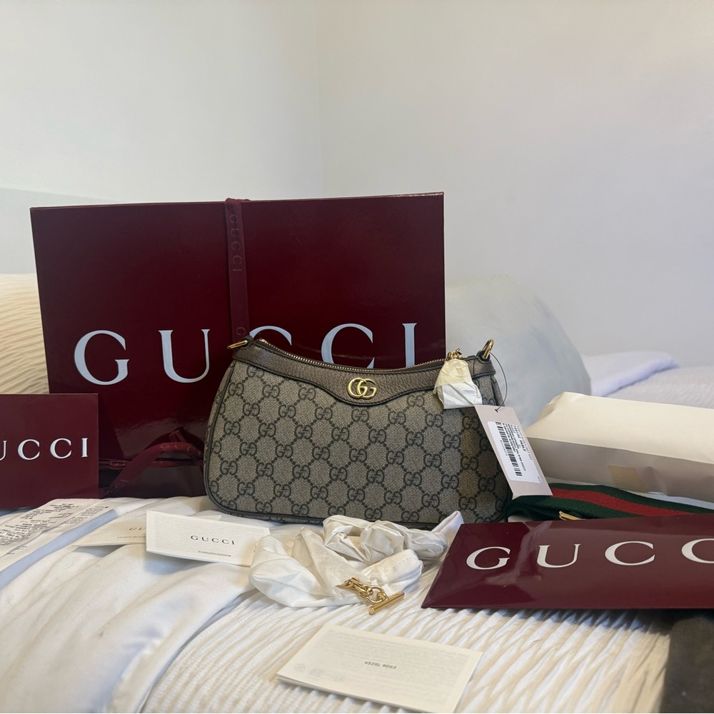 Gucci Beige and Brown GG Canvas Shoulder Bag